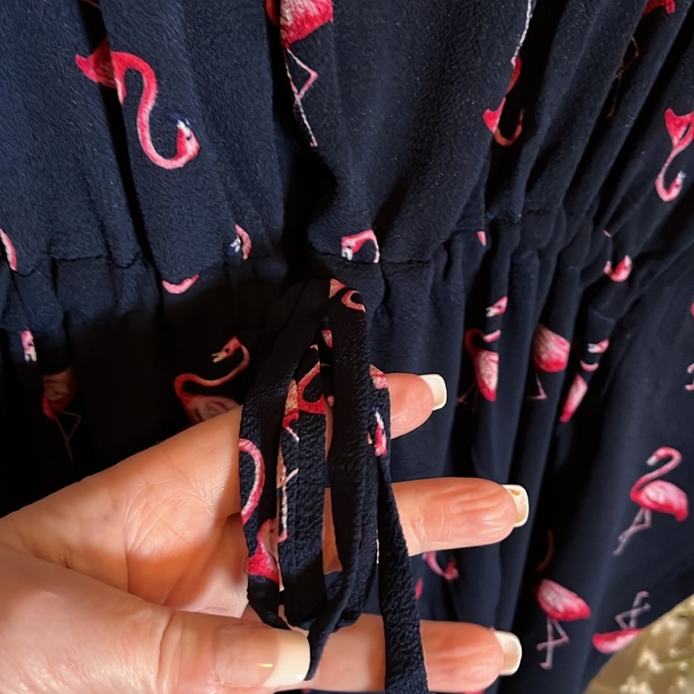 Agnes & Dora Navy Flamingo Dress - Picture 4 of 4